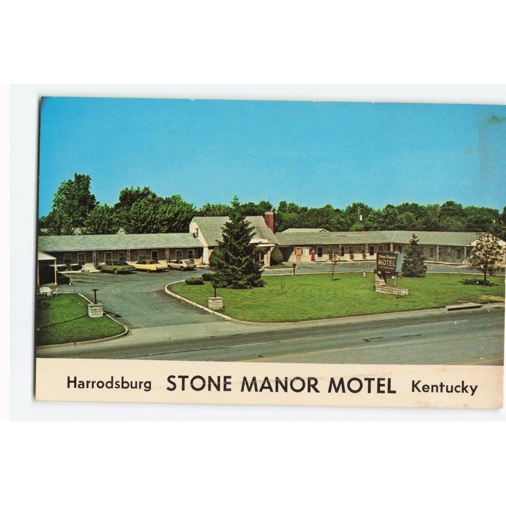 Vintage Stone Manor Motel Harrodsburg Kentucky Postcard Dexter Press Chrome